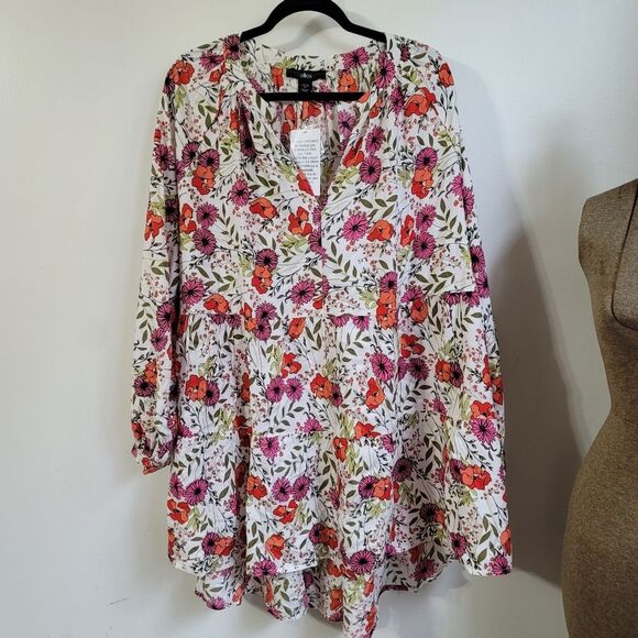 New Ellos Tiered Floral V-Neck Tunic Size 22/24 1X - Picture 3 of 7